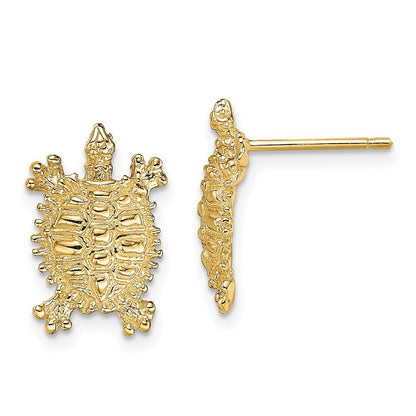 14k Yellow Gold Land Turtle Earrings