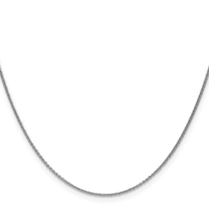14K White Gold 14" 1mm Round Open Link Cable Chain Necklace