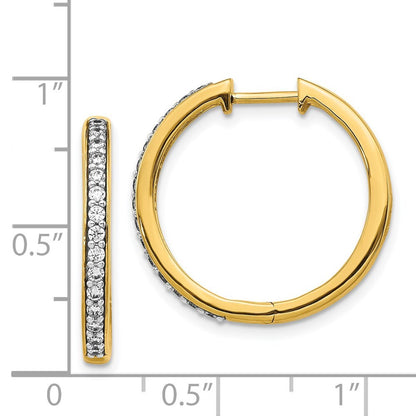 14k Yellow Gold Diamond Hinged Hoop Earrings