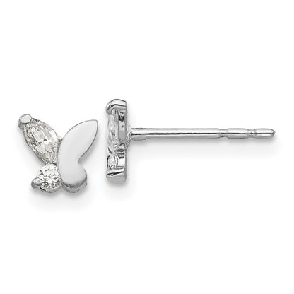 14k White Gold Cubic Zirconia Butterfly Stud Earrings
