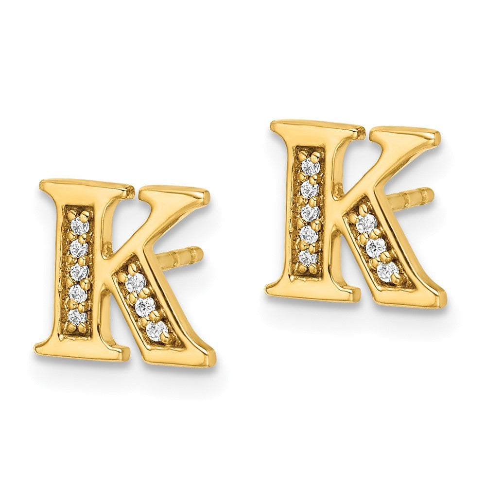 14k Yellow Gold Diamond Initial K Earrings