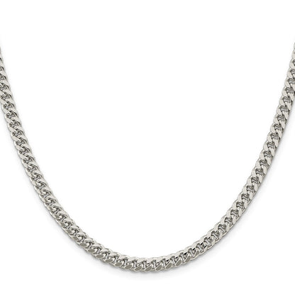 Sterling Silver 5mm Domed w/ Side Diamond-Cut Curb Chain Necklace