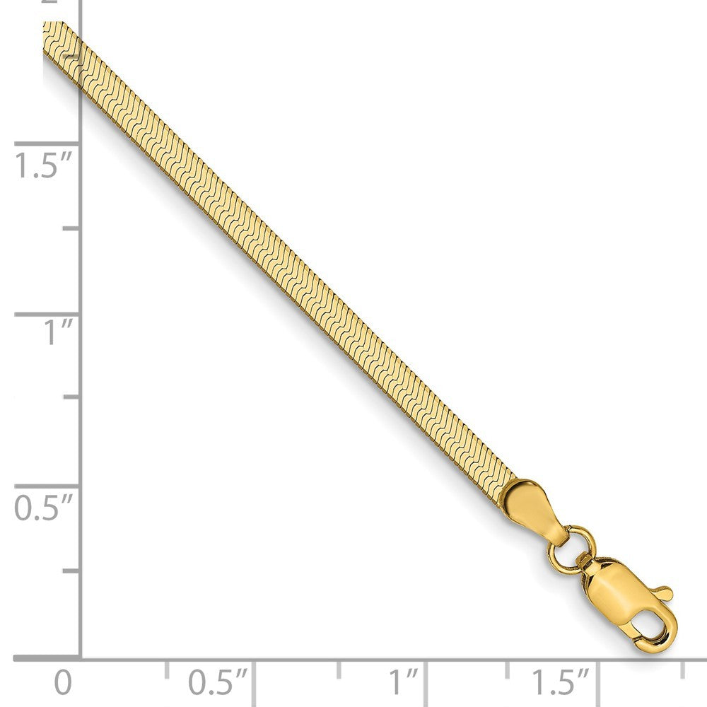 14k Yellow Gold 2.5mm Silky Herringbone Chain Bracelet