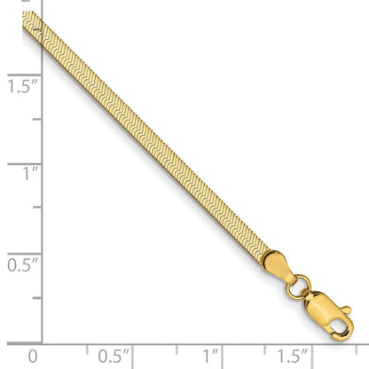 14k Yellow Gold 2.5mm Silky Herringbone Chain Bracelet