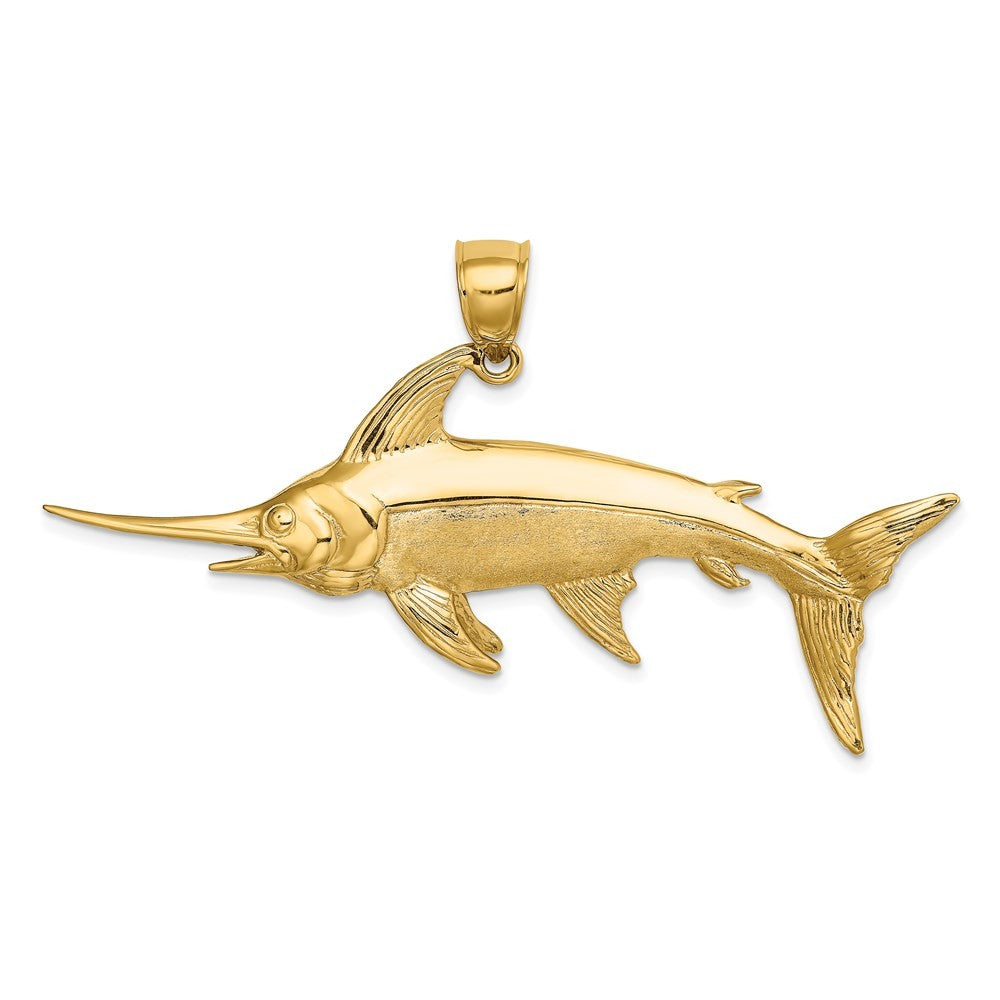 14k Yellow Gold 3-D Polished Satin Swordfish Charm