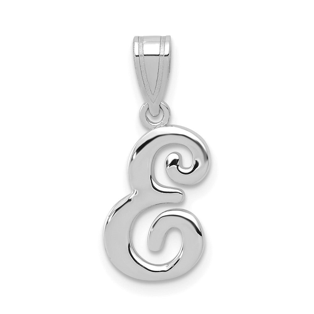 14k White Gold Script Letter E Initial Pendant for Women