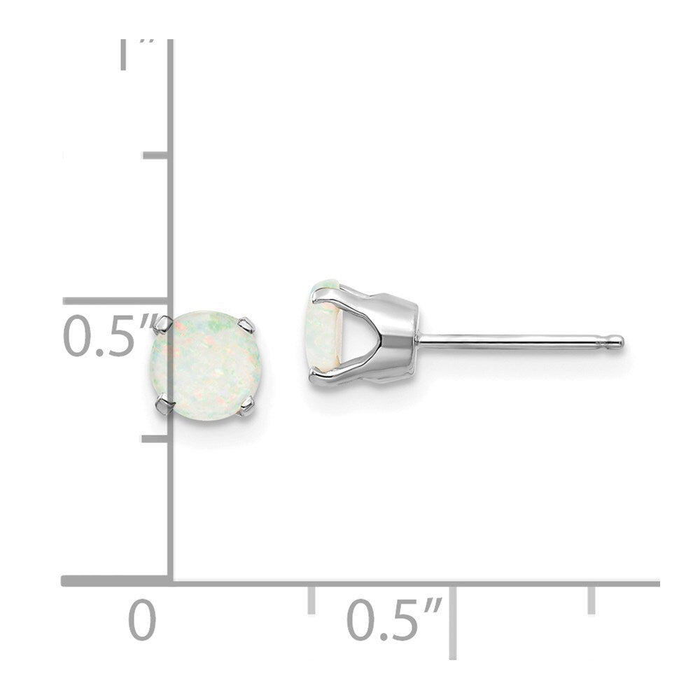 14k White Gold 5mm Opal Stud Earrings Gift for Women