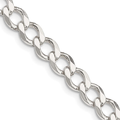 Sterling Silver 6.7mm Semi-solid Flat Curb Chain Necklace