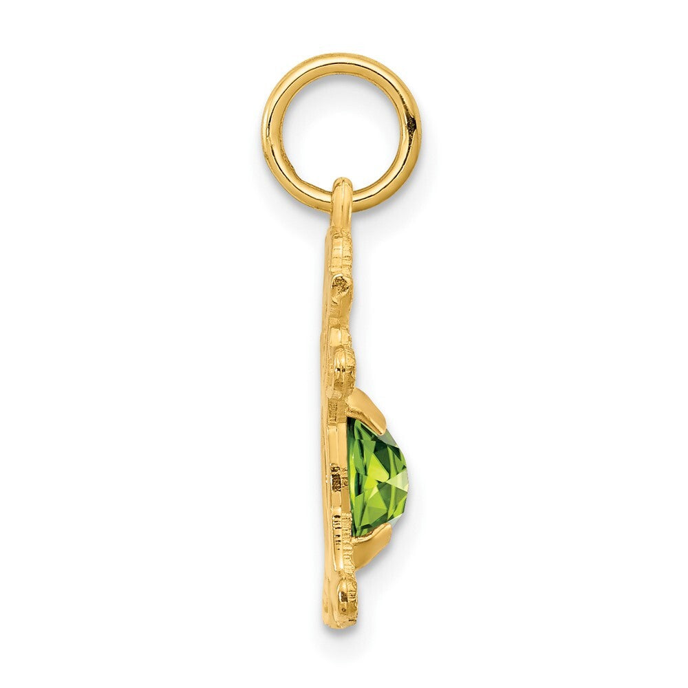 14k Yellow Gold Girl 6x4 Oval Genuine Peridot-August Pendant for Women