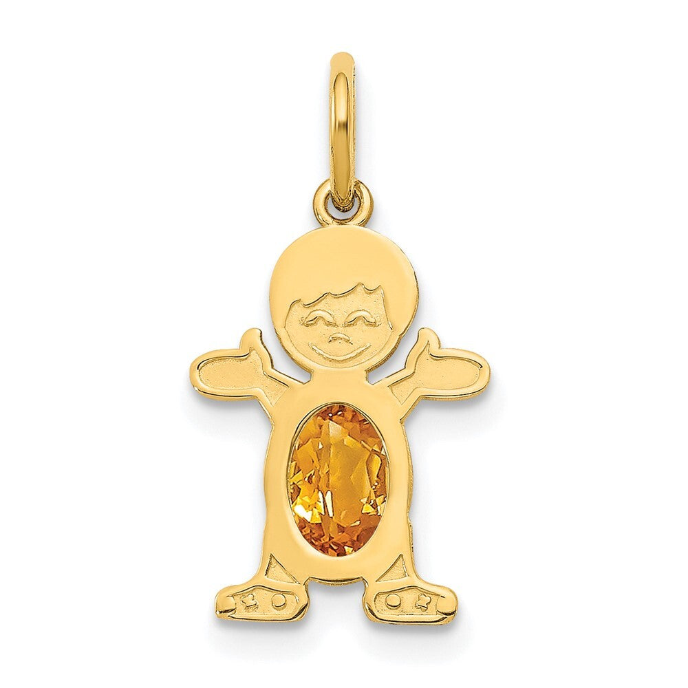 14k Yellow Gold Boy 6x4 Oval Genuine Citrine-November Pendant for Women