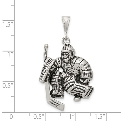 Sterling Silver Antiqued Hockey Player Charm Holiday Gift for Women