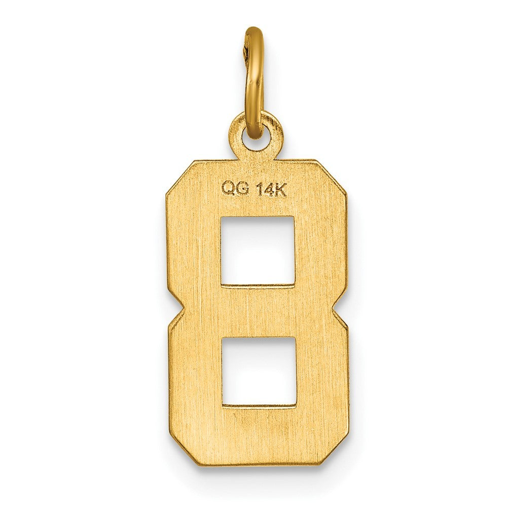 14k Yellow Gold Medium Diamond-cut Number 8 Charm