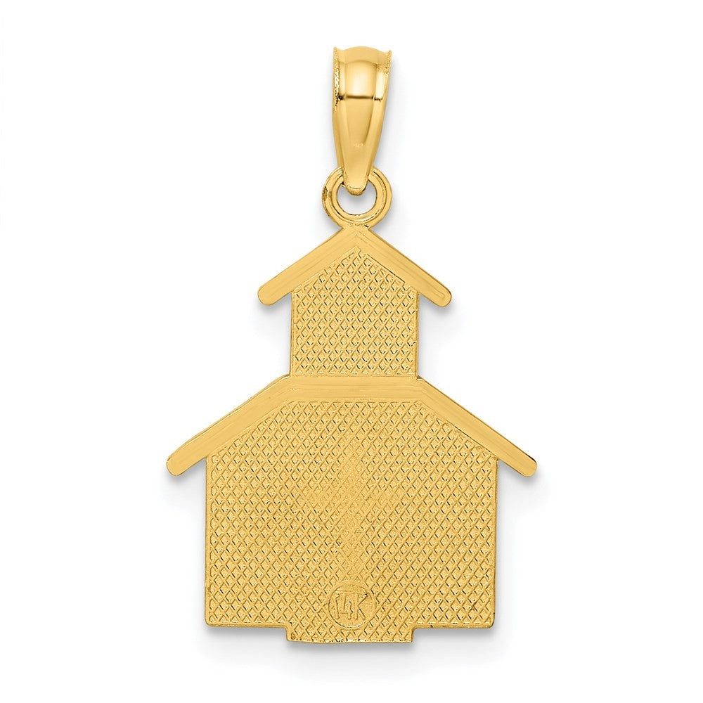 14k Yellow Gold Church Cross On Door Charm Pendant