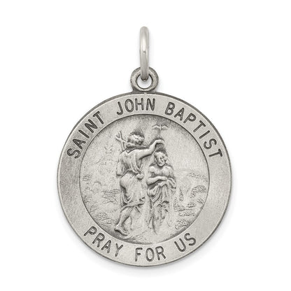 Sterling Silver Antiqued Saint John the Baptist Medal Pendant