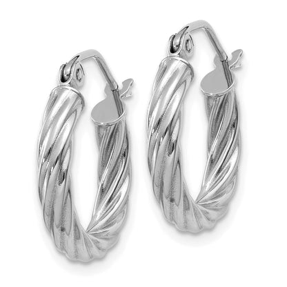 14k White Gold Polished 3.25mm Twisted Hoop Earrings Gift for Women