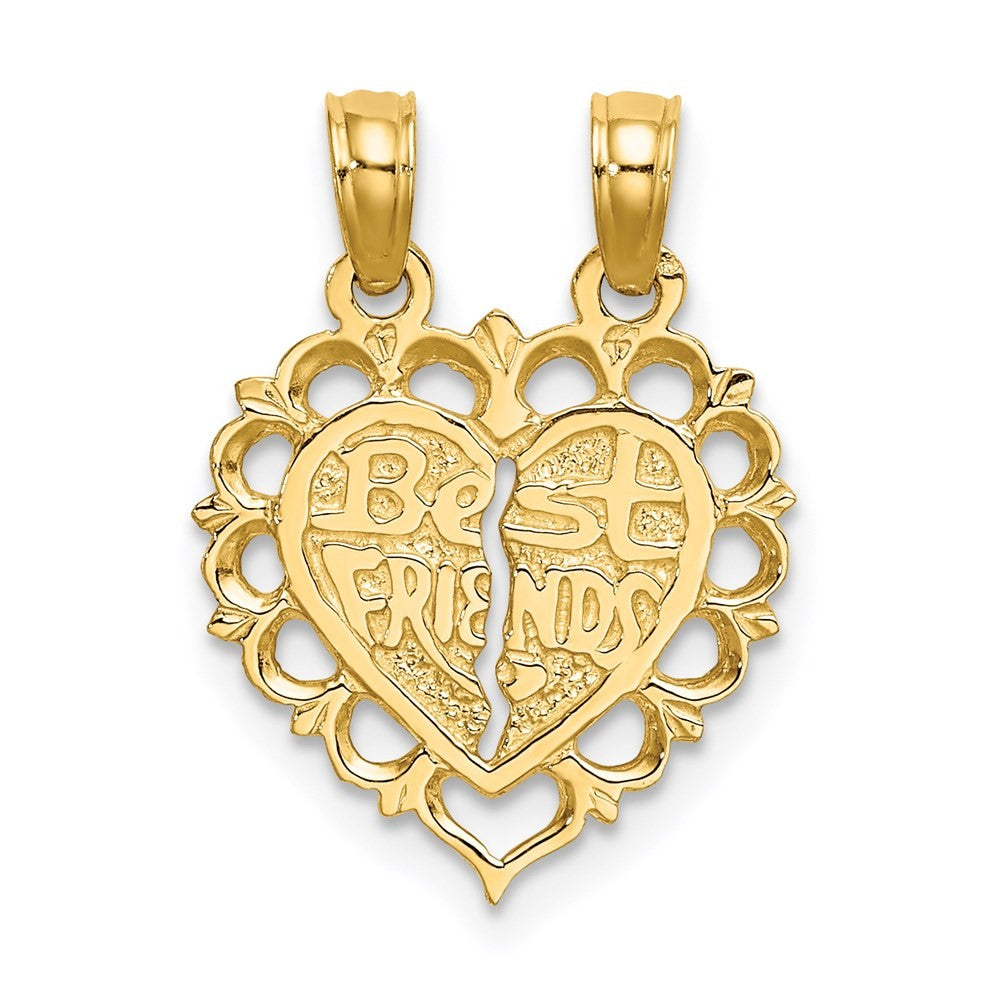 14k Yellow Gold  BEST FRIEND/FRIENDS FOREVER 2-Piece Break-Apart Heart Charm