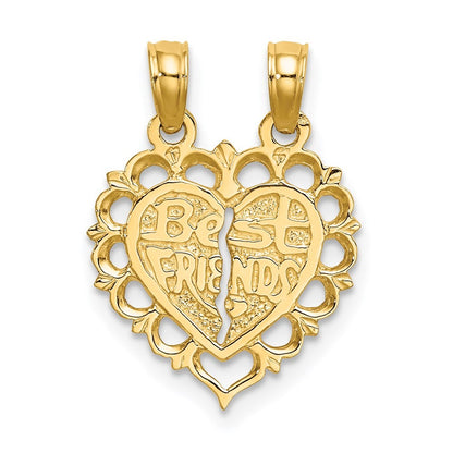 14k Yellow Gold  BEST FRIEND/FRIENDS FOREVER 2-Piece Break-Apart Heart Charm
