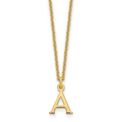 14k Yellow Gold Cutout Letter A Initial Necklace