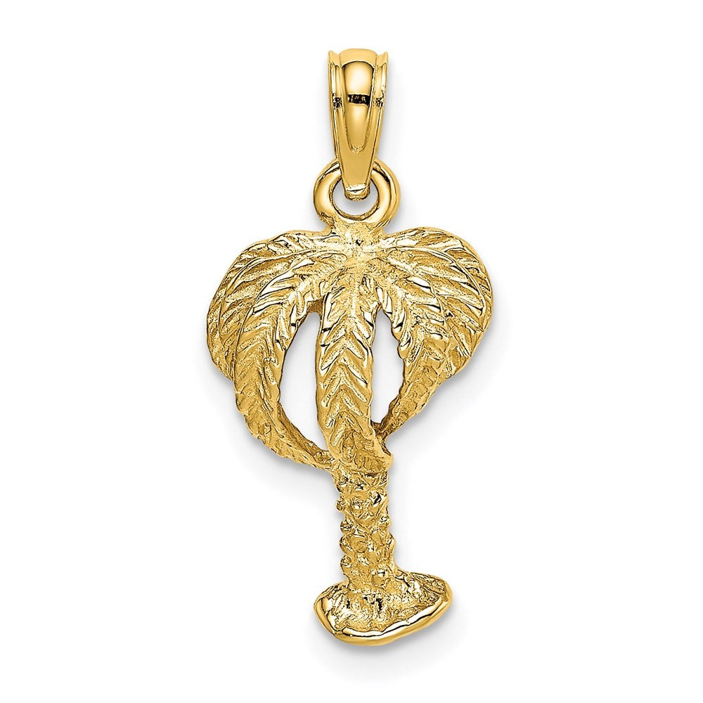 14k Yellow Gold 2-D Textured Palm Tree Charm