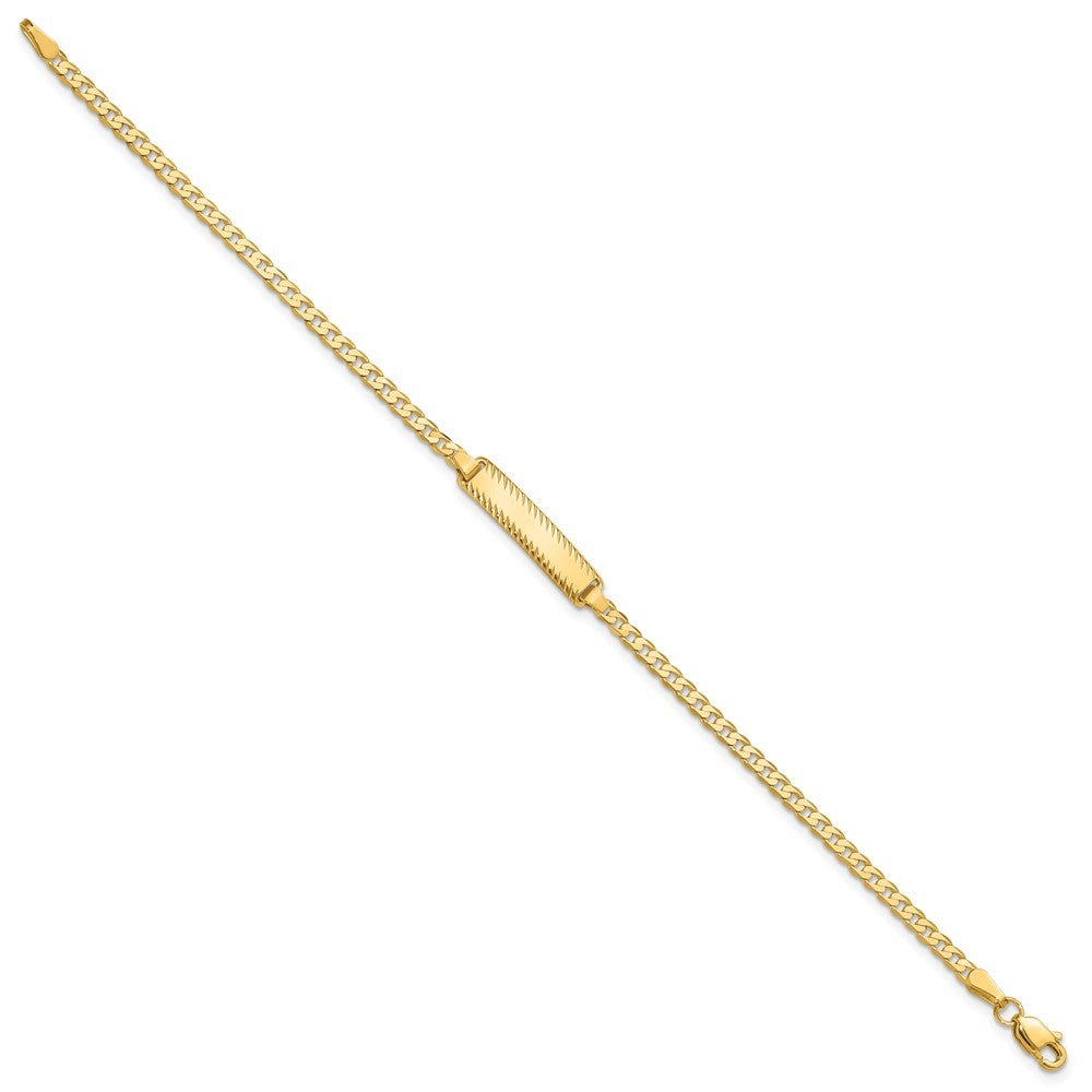 14k Yellow Gold Solid Chain Curb Link Diamond-cut 20x5mm Plate 8" ID Bracelet