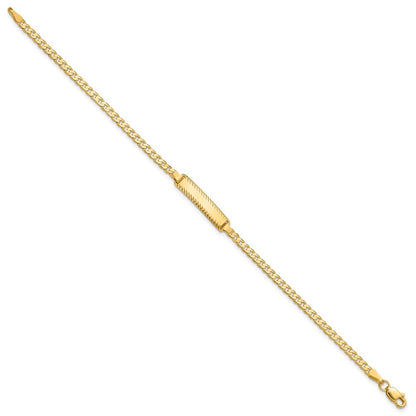 14k Yellow Gold Solid Chain Curb Link Diamond-cut 20x5mm Plate 8" ID Bracelet