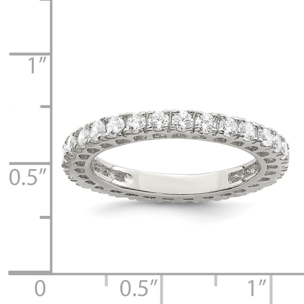 Sterling Silver Rhodium-plated Cubic Zirconia Anniversary Band Size 8
