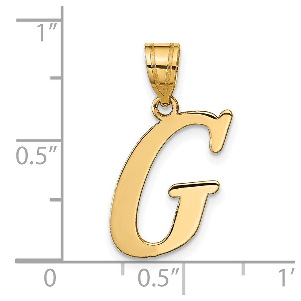 14k Yellow Gold Polished Letter G Initial Pendant for Women