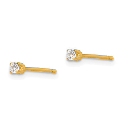 14k Yellow Gold 2.25mm CZ stud earrings