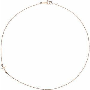 14k Rose Gold Off-Center Sideways Cross 16" Necklace for Women