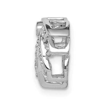 14k White Gold 1/5ct. Diamond Lotus Flower Chain Slide Pendant for Women