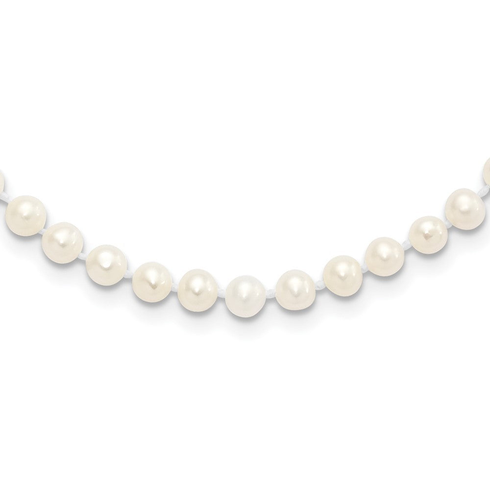 Sterling Silver Rhodium-plated 4-5mm White Cultured Pearl Necklace 20"
