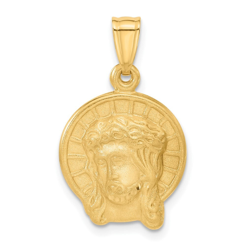 14k Yellow Gold Satin Jesus Medal Pendant