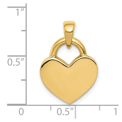 14k Yellow Gold & Rhodium Hollow Polished 3D Reversible Heart Charm