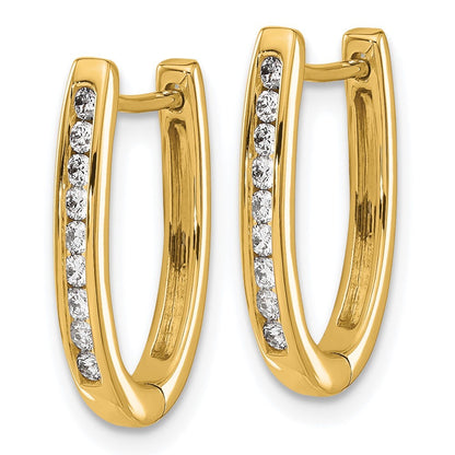 14k Yellow Gold Diamond Oval Hinged Hoop Earrings