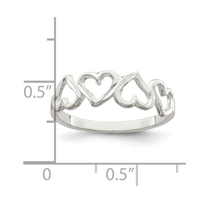 Sterling Silver Diamond-Cut Heart Ring Size 7