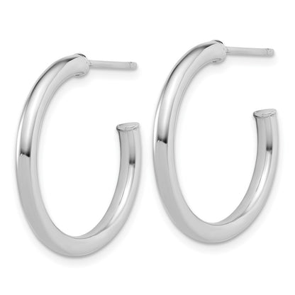 14k White Gold Polished 2.5 x 25mm Tube C-Hoop Earrings