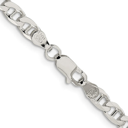 Sterling Silver 4.65mm Diamond-Cut Flat Anchor Curb Chain Necklace