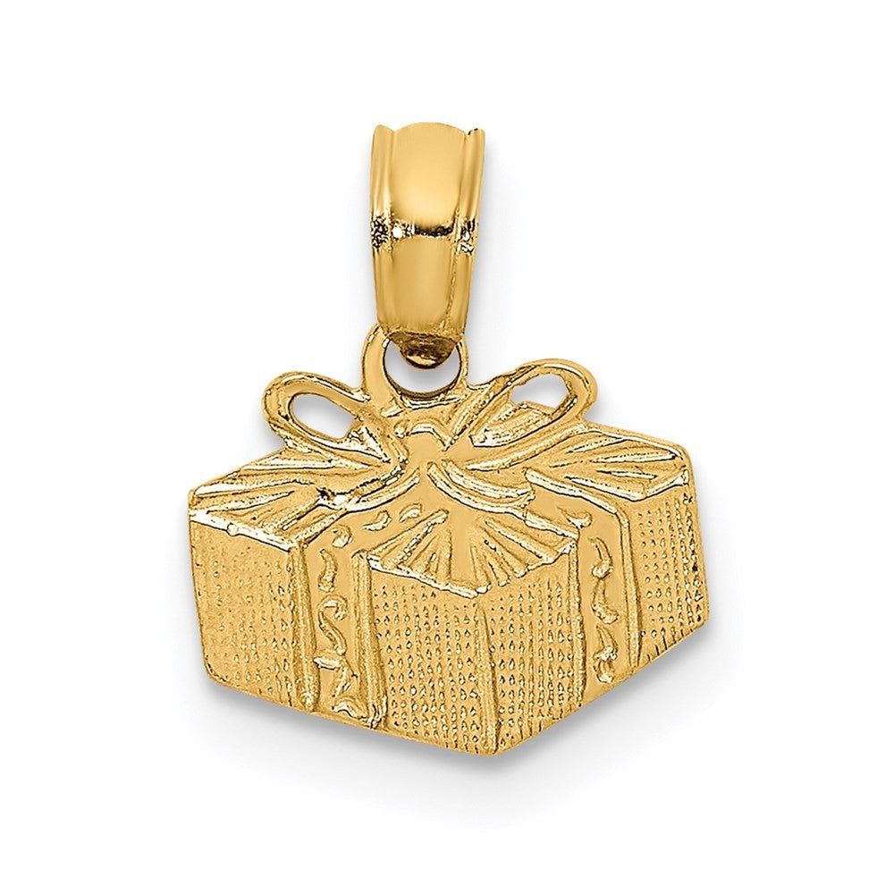 14k Yellow Gold Wrapped Gift Box Charm