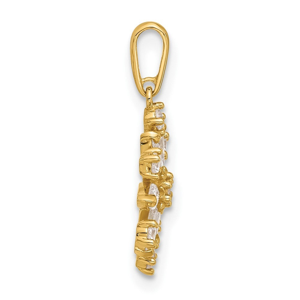 14k Yellow Gold Polished CZ Snowflake Pendant