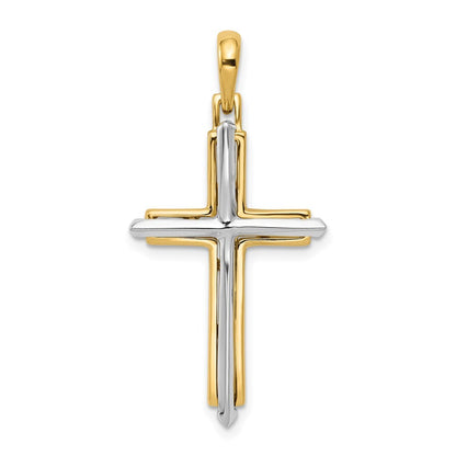 14k Two-tone Gold Fancy Cross Pendant for Women