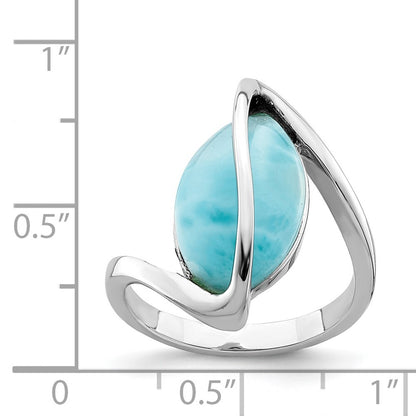 Sterling Silver Rhodium-plated Larimar Twisted Ring Size 8