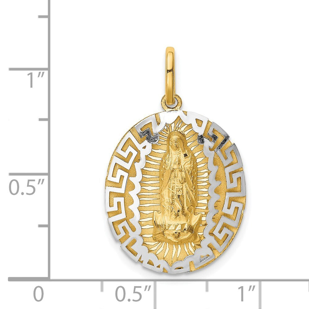 14k Two-tone Gold Our Lady Of Guadalupe Semi-solid Pendant for Women