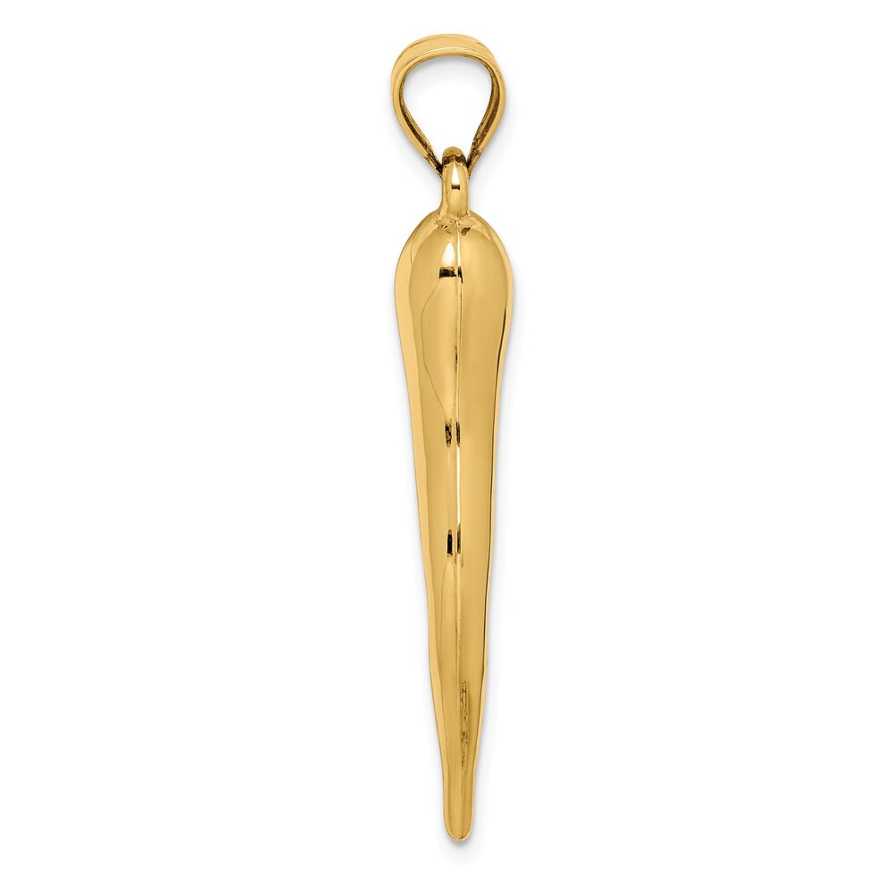 14k Yellow Gold Hollow 3D Italian Horn Pendant for Women
