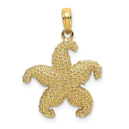 14k Yellow Gold Starfish Charm Pendant for Women