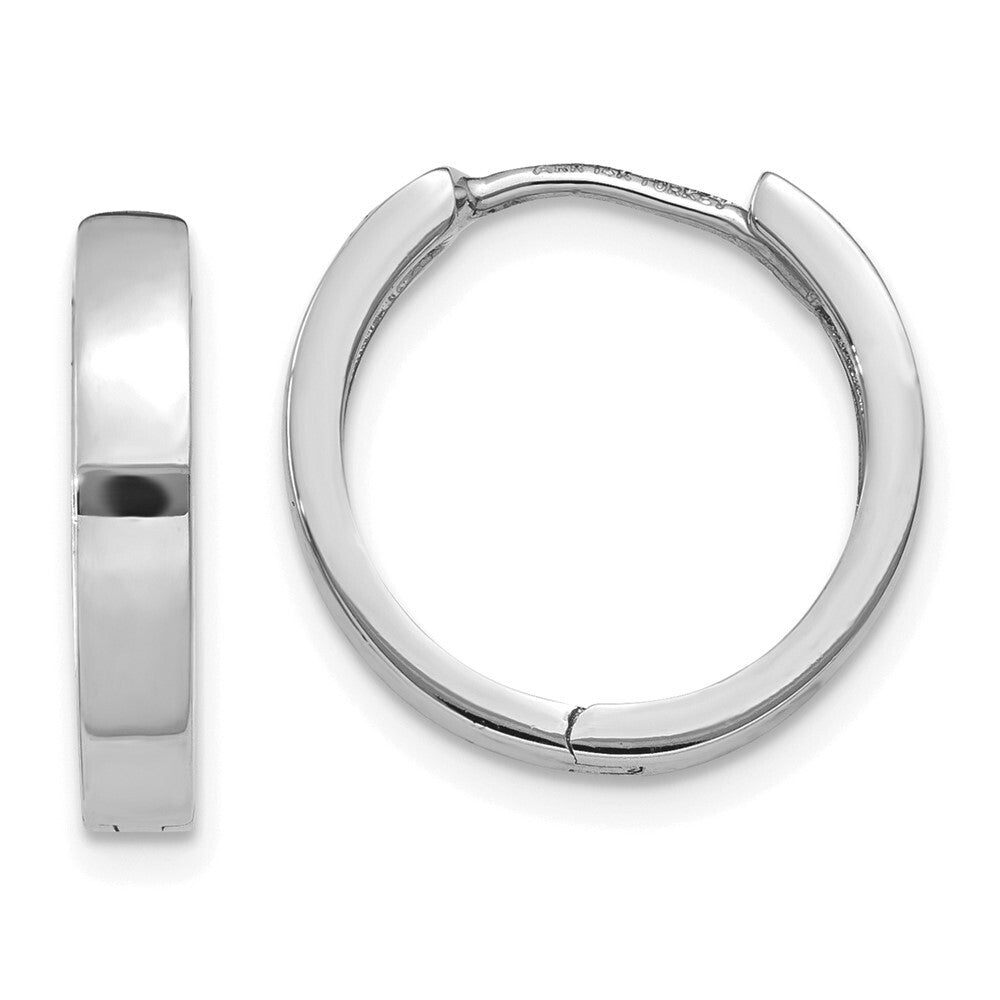 14k White Gold Round Hinged Hoop Earrings Gift for Women