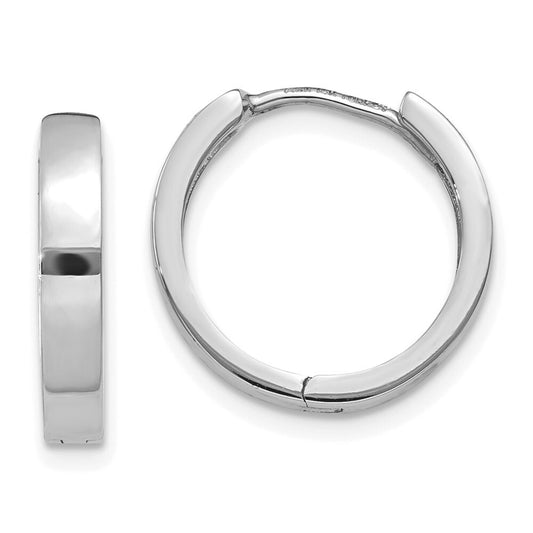 14k White Gold Round Hinged Hoop Earrings Gift for Women