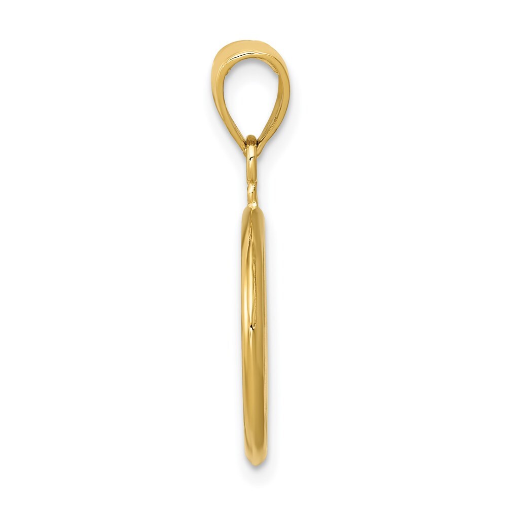14k Yellow Gold 3D Polished Peace Sign Charm Pendant for Women