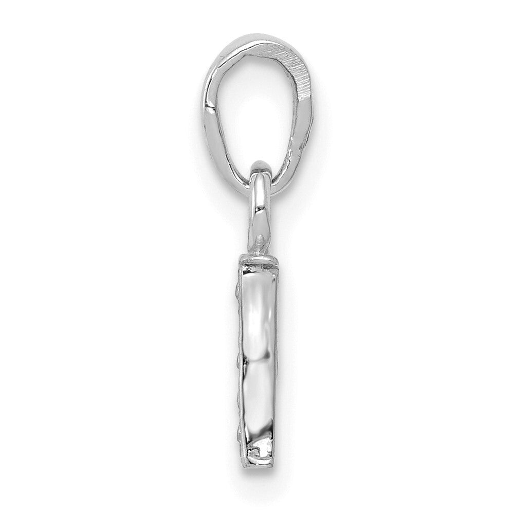 14k White Gold Rhodium-plated Diamond Letter I Initial Pendant for Women