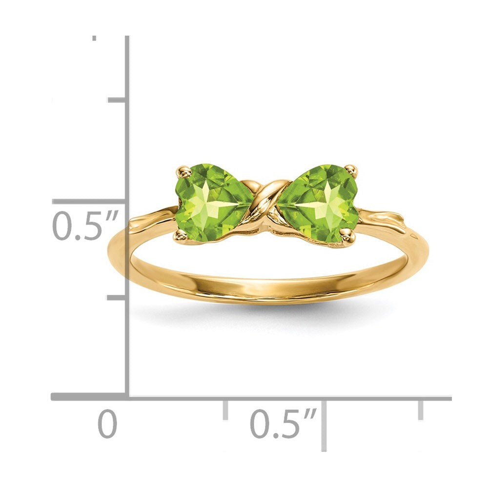 14K Yellow Gold Gold Polished Peridot Bow Ring