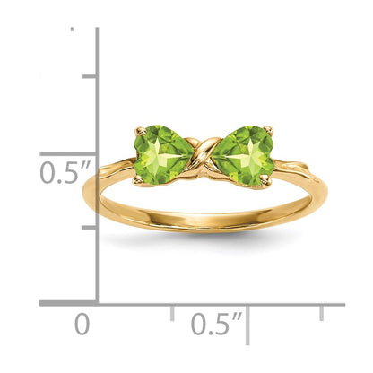 14K Yellow Gold Gold Polished Peridot Bow Ring